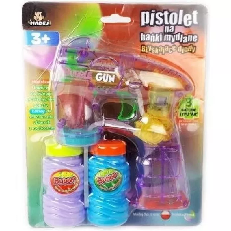 Pistola de pompas de jabón Madej 000999 — pistola de luz de pompas de jabón de mano para jugar
