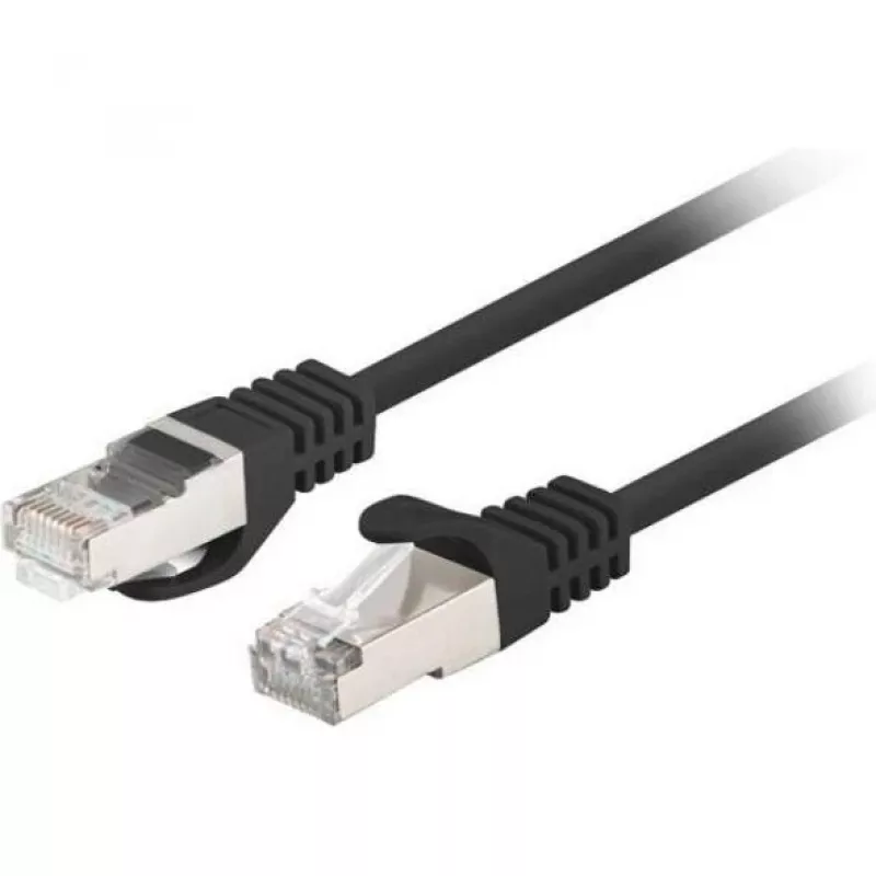Latiguillo de red Lanberg Cat.6 F/UTP 0,5 m negro probado Fluke pack de 10 (F/UTP, CAT6, 0,50 m), cable de red