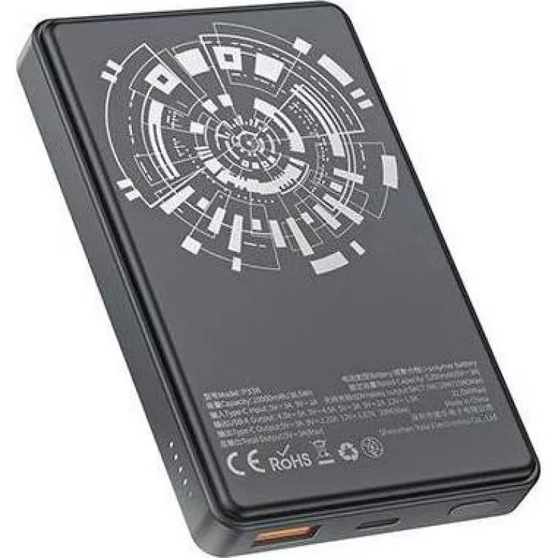 Batería externa Awei MagSafe P33K 10000mAh 22.5W negro/negro (10000mAh, 22W, 15Wh), batería externa, negro