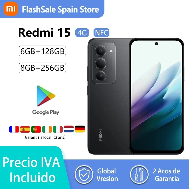 Xiaomi Redmi 15 4G (256GB, Viola Sabbioso, 6.90, Doble SIM Híbrida, 4G), Smartphone, Violeta