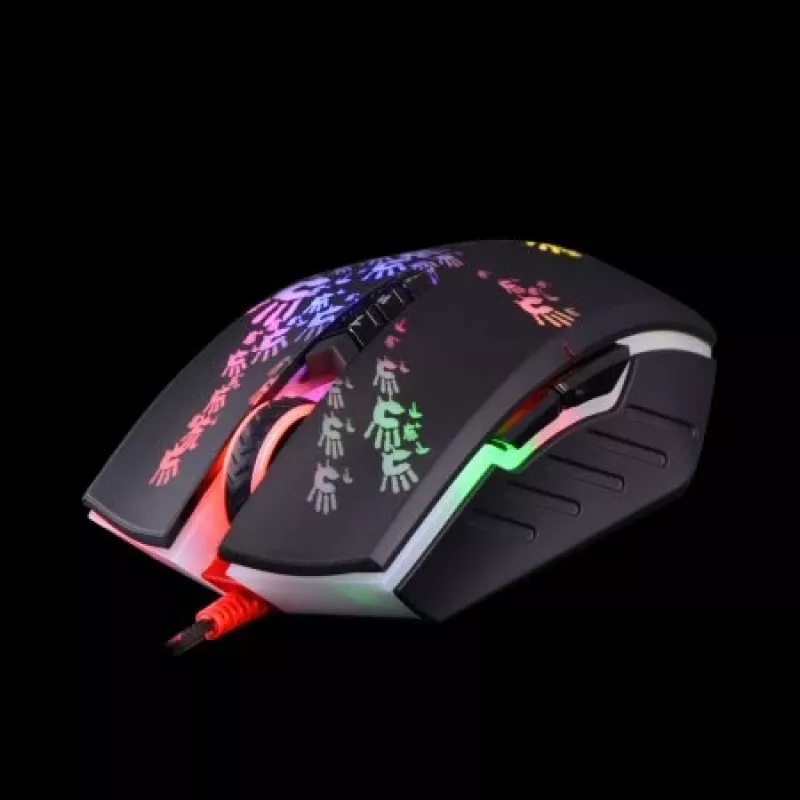 Ratón gaming A4Tech BLOODY A60 — óptico, ambidiestro, 6200 DPI, USB Type-A, 8 botones, negro