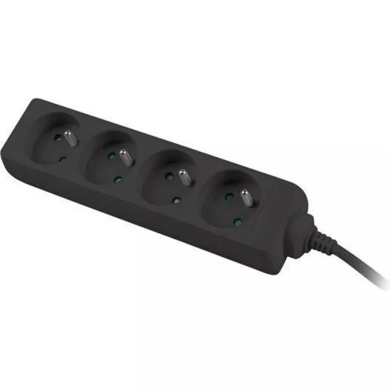 Lanberg, regleta, PS0-04E-0150-BK distribuidor de corriente 4 tomas AC interiores negro (4 uds., CEE 7/5, 1,50 m)