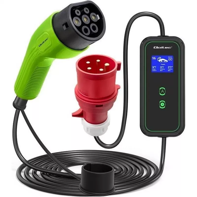 Cargador para coche eléctrico QOLTEC 52478 11 kW conector Type-2 cable de 5 m