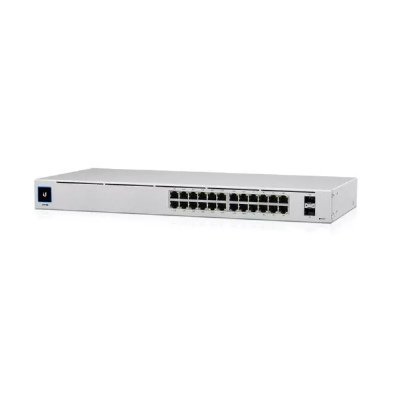 Conmutador gestionado L2/L3 Ubiquiti UniFi USW-24-POE, 24x Gigabit Ethernet (16x PoE+), 2x SFP, 1U, plateado