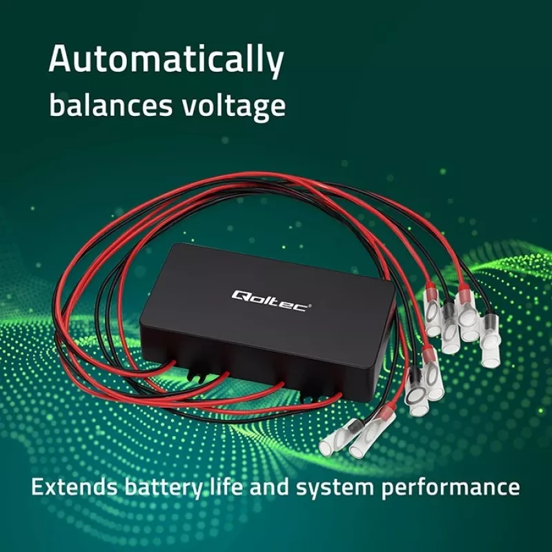 Ecualizador de tensión QOLTEC 51098 para sistemas de 48V — 4×12V ecualizador de baterías