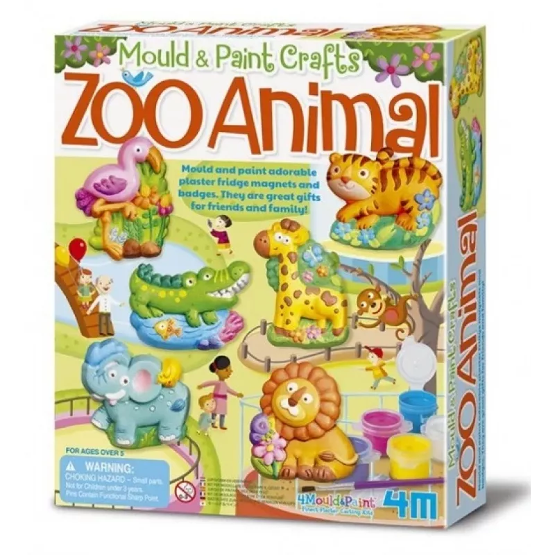 Set de moldeado en yeso 4m 4753 — moldes de animales del zoo para crear figuras de yeso