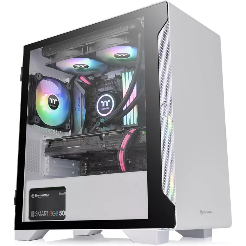 Caja de PC Thermaltake S100 Tempered Glass Snow Edition Micro Tower blanca