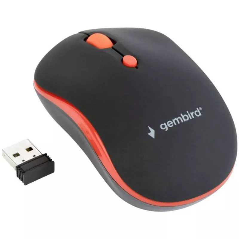 GEMBIRD ratón óptico inalámbrico MUSW-4B-03-R 1600 DPI nano USB negro-rojo