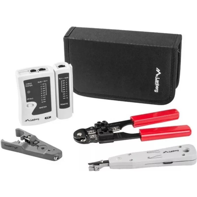 Set de herramientas de red LANBERG comprobador pelacables crimpadora NT-0301 – soporte para conector RJ-12