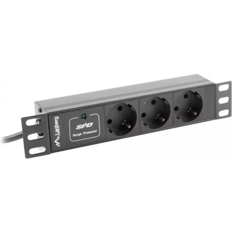 Lanberg PDU-03F-0200-BK unidad de distribución de energía (PDU) 1U negra 3 salidas AC (PDU-03E-0200-IEC-BK)