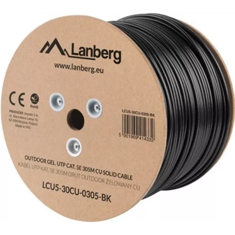 Cable de red Lanberg LCU5-30CU-0305-BK 305 m Cat5e U/UTP (UTP) negro (LCU5-30CU-0305-BK)
