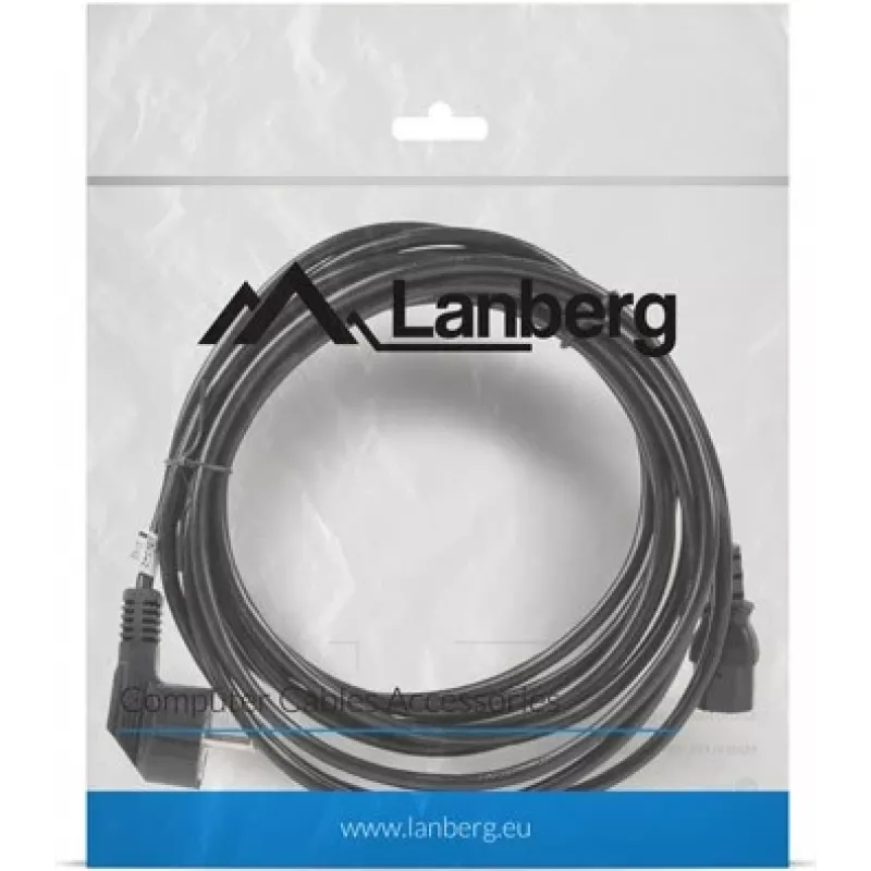 Cable de alimentación LANBERG CA-C13C-11CC-0050-BK – 5 m, conector hembra C13 a CEE7/7, C13 en ángulo