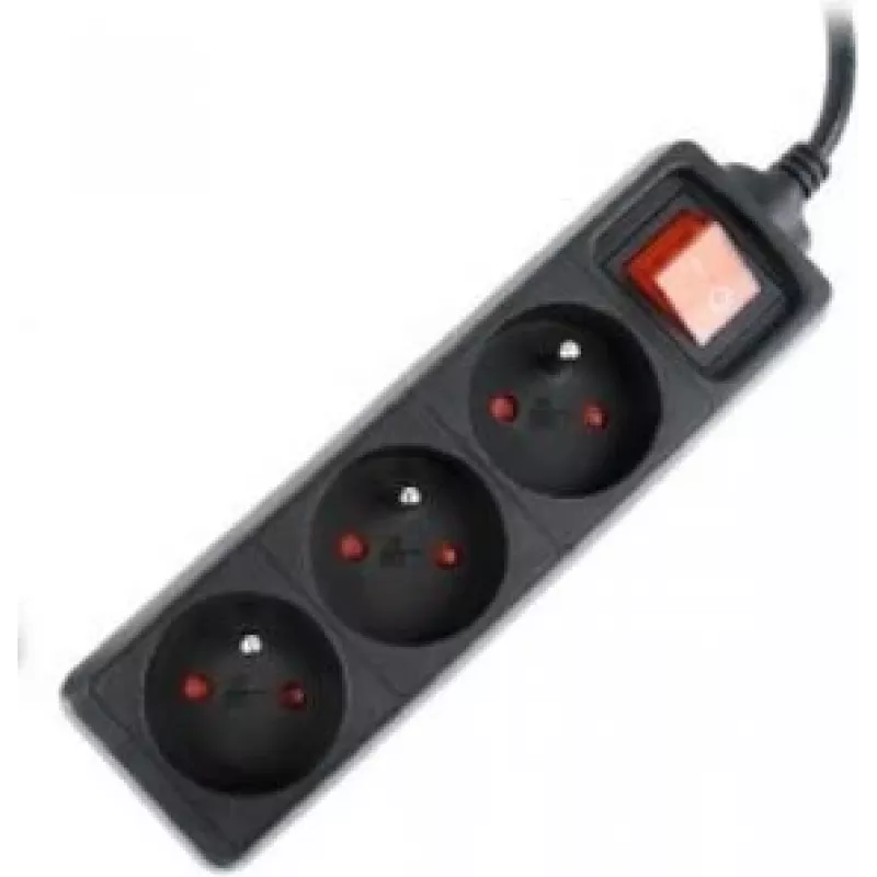 Protector de sobretensión Gembird EG-PSU3F-01 negro 3 tomas AC 230 V 0,6 m