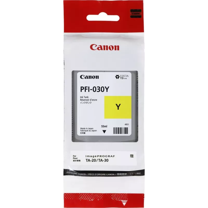 Cartucho de tinta Canon PFI-030Y 1 ud. original amarillo