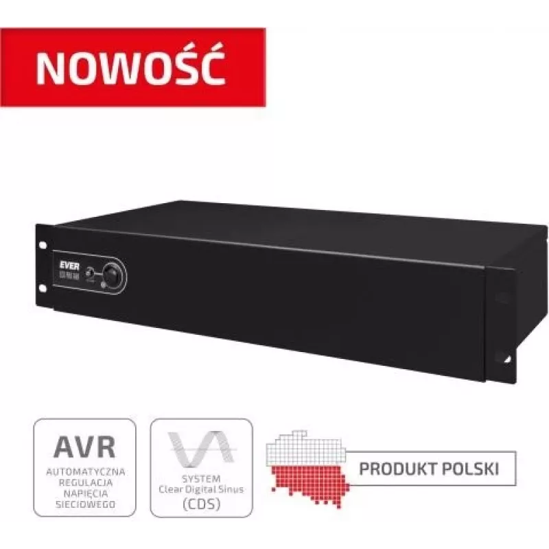 EVER ECO Pro 1000 AVR CDS SAI Line-Interactive rack 19 pulgadas 2U, 1000 VA / 650 W