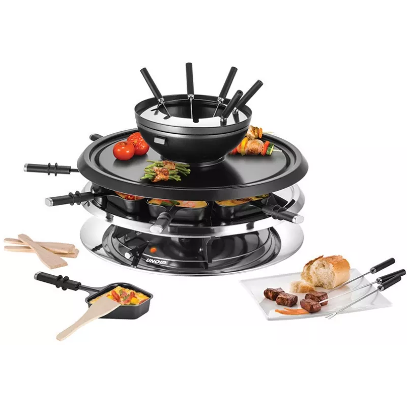 Unold 48726 Raclette-Grill para 8 personas 1300 W Negro, Acero inoxidable