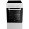 Cocina Beko FSS57000GW de pie eléctrica con placa vitrocerámica negra, blanca