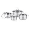 Set de ollas LAMART LTSSSET8 – set de cocina de acero inoxidable, 4 piezas, ollas 1,5 L / 2,1 L / 2,9 L, tapas de cristal