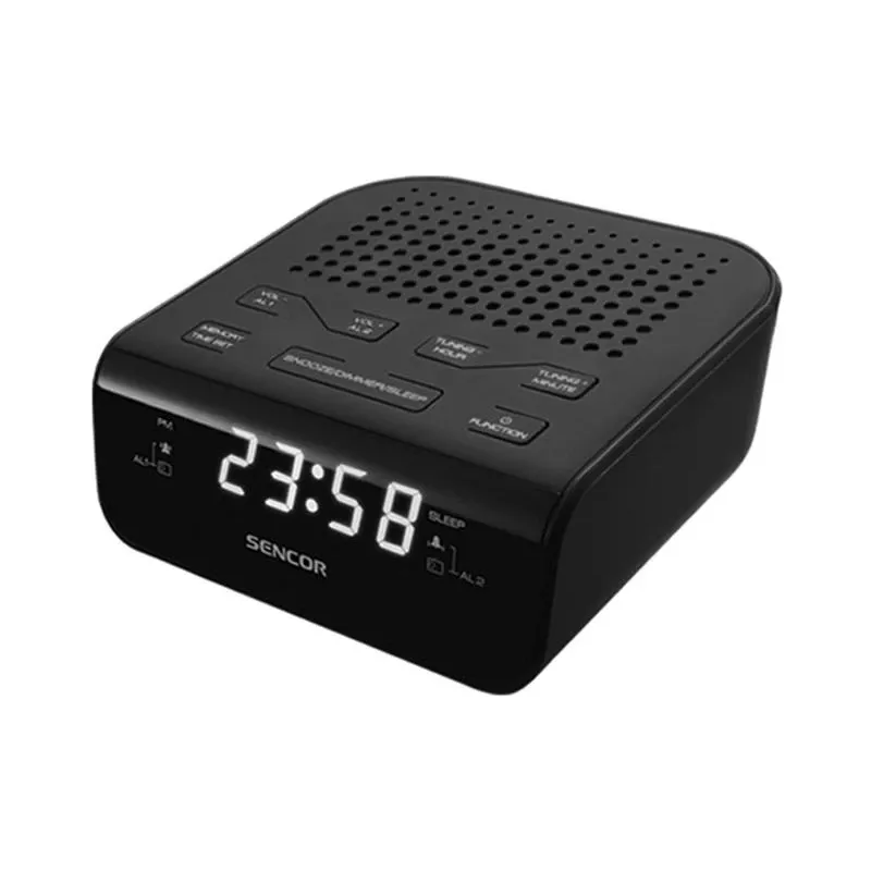 Radio reloj SENCOR SRC 136 B — PLL FM, LED de 0,6