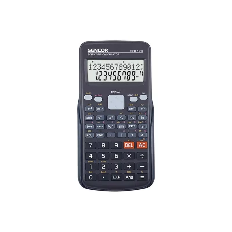 Calculadora científica SENCOR SEC 170 — 240 funciones, pantalla de 2 líneas, alimentación por pilas, funda protectora