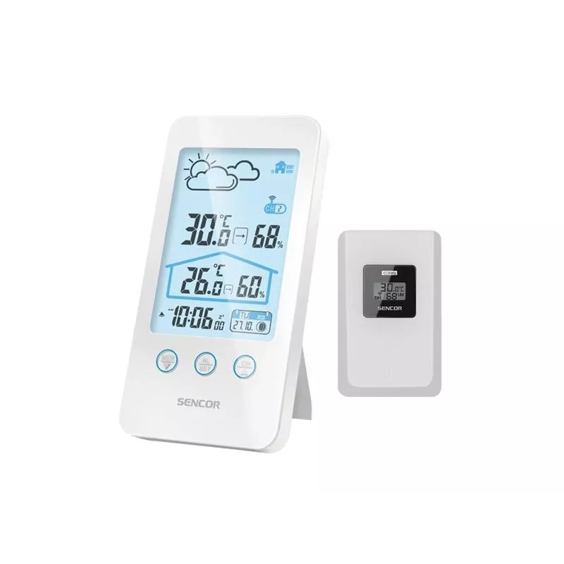 Estación meteorológica Sencor SWS 3000 W con estación de carga y sensor inalámbrico, blanca