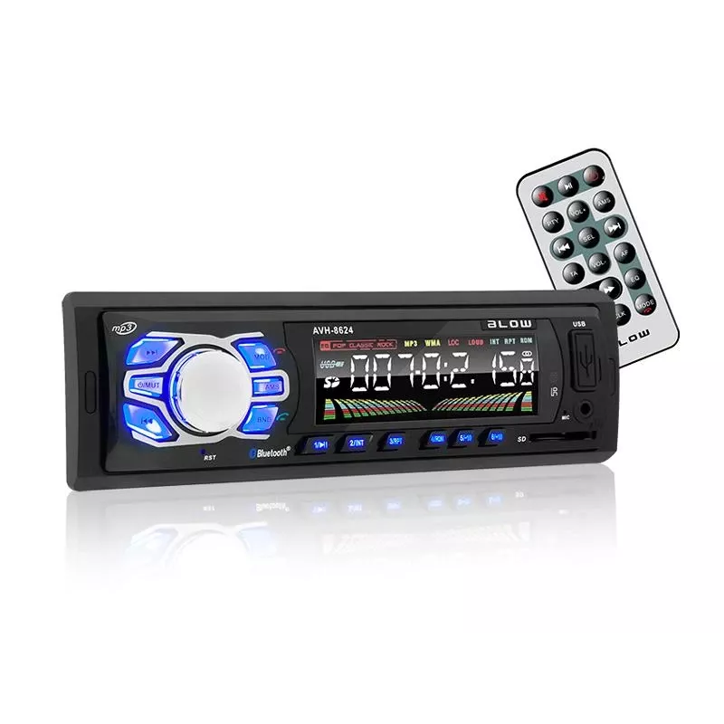 BLOW AVH-8624 autorradio, 1 DIN, FM RDS, Bluetooth, USB, SD/MMC, AUX, MP3, pantalla LCD, mando a distancia, negro