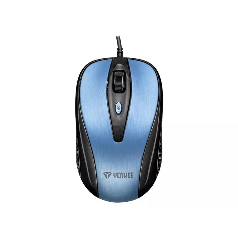 Ratón USB con cable, 4 botones, óptico, simétrico, azul