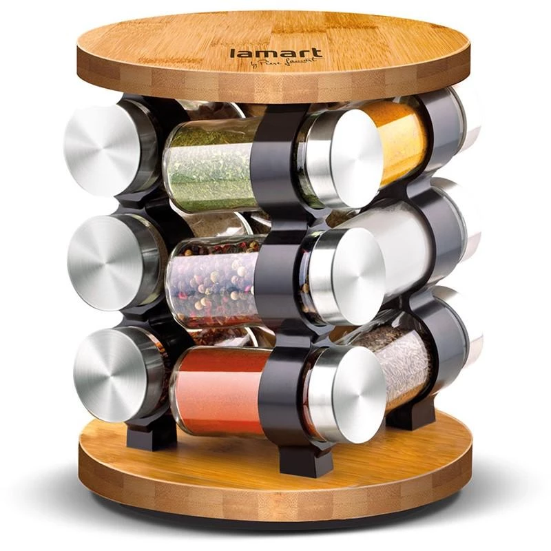 Lamart LT7051 Juego de 12 especieros de vidrio con soporte