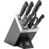 Set de cuchillos y bloque ZWILLING 35145-007-0 – 7 piezas con cuchillo de chef, cuchillo pelador, cuchillo de pan, tijeras de cocina, bloque negro