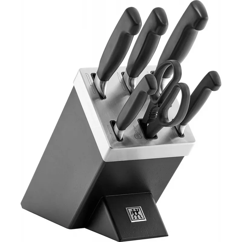 Set de cuchillos y bloque ZWILLING 35145-007-0 – 7 piezas con cuchillo de chef, cuchillo pelador, cuchillo de pan, tijeras de cocina, bloque negro