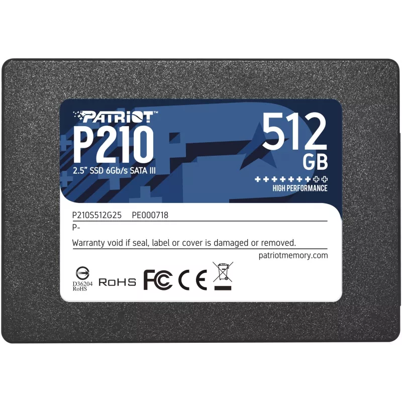 SSD SATA III de 2,5 pulgadas PATRIOT P210 512 GB – 500 MB/s lectura, 400 MB/s escritura
