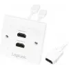 LogiLink AH0015 Toma de pared HDMI, 2 puertos, blanca