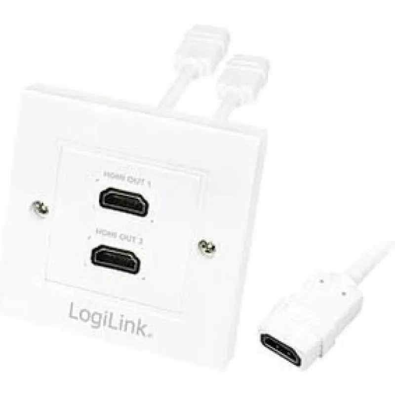 LogiLink AH0015 Toma de pared HDMI, 2 puertos, blanca