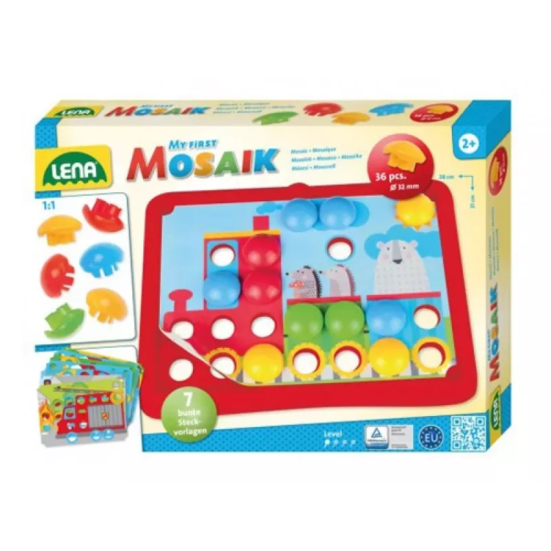 Lena My First Mozaic Traffic modelo 35633 – Set de mosaico educativo con tablero de clavijas para motivos de vehículos
