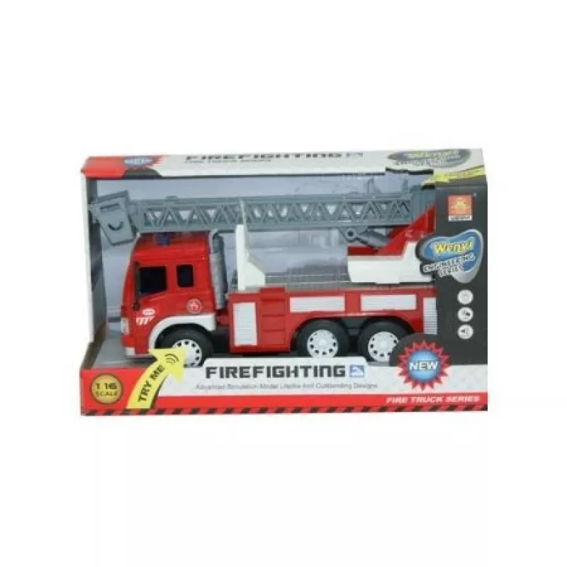 Madej camión de bomberos de juguete con sonido y luz modelo 071925 — vehículo de juguete mecánico