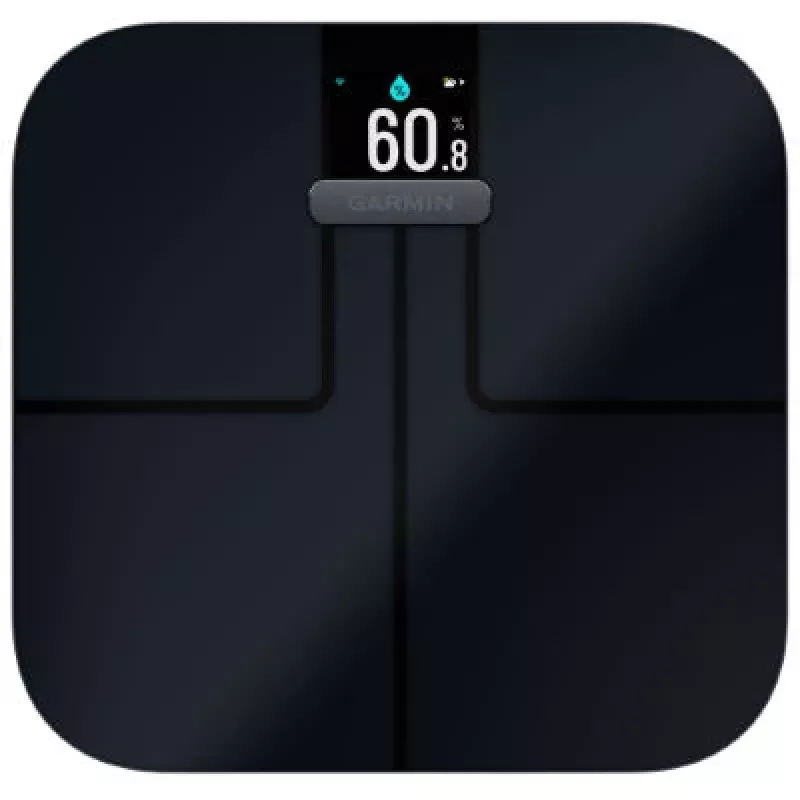 Báscula de personas electrónica GARMIN Index S2 — negra, máx. 181,4 kg, Wi-Fi/Bluetooth, composición corporal