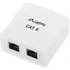 Rosa de superficie RJ-45 Cat6 OU6-0002-W blanca, 2 tomas, 30×54×57 mm
