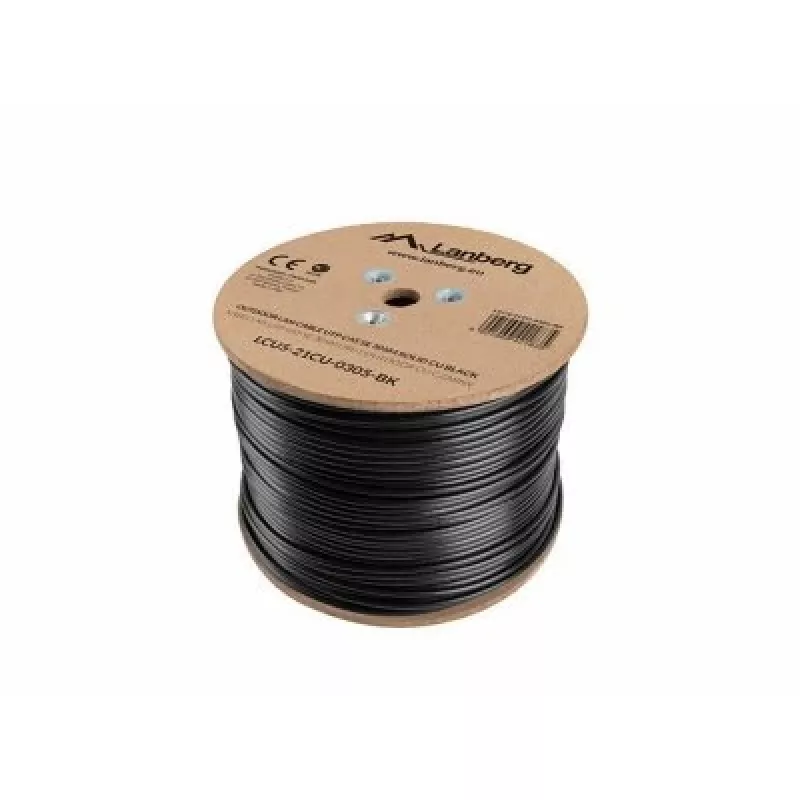 Cable de red LANBERG Cat5e U/UTP LCU5-21CU-0305-BK, 305 m, 24 AWG, funda PVC, negro