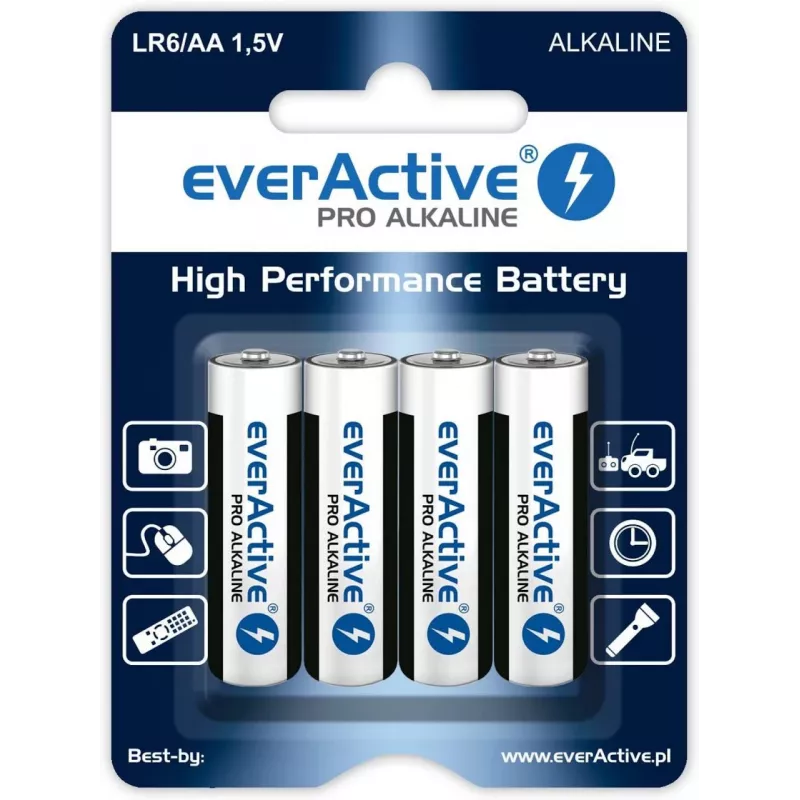 Pila desechable everActive alcalina AA 1,5 V LR64BLPA pack de 4