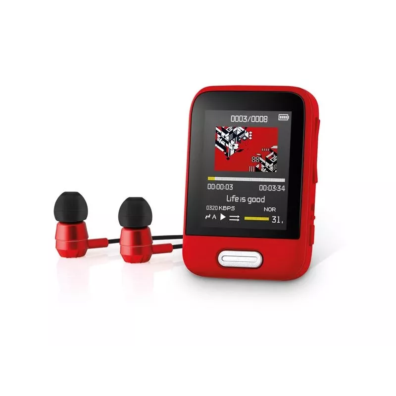 Reproductor MP3/MP4 portátil SENCOR SFP 7716RD — 16 GB de memoria, reproductor multimedia compacto