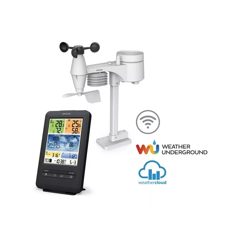 Sencor SWS 9898 Estación meteorológica Wi-Fi profesional con sensor 5-in-1, negra