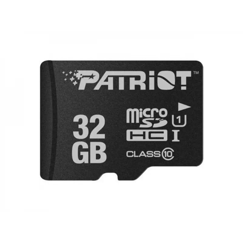 Tarjeta de memoria microSDHC PATRIOT PSF32GMDC10 — 32 GB, UHS‑I, Class 10 (U1), V10, 80 MB/s, negra