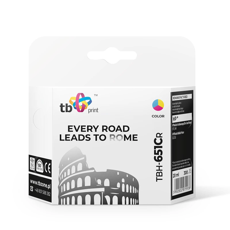 Tinta para HP DJ 5575 TBH-651CR color reacondicionada