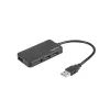 Hub USB NATEC Moth 4 puertos USB 3.2 Gen 1 Type-A (5000 Mbit/s), alimentado por USB, negro, cable de 0,15 m