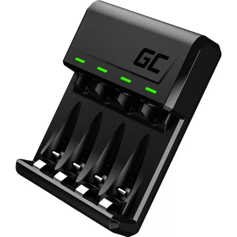 Cargador de pilas Green Cell GC VitalCharger USB, 4 ranuras, AA/AAA, alimentado por USB, negro