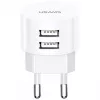 USAMS US-CC080 T20 cargador de viaje redondo, 2x USB, 5 V 2,1 A, 10 W, blanco