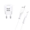 Cargador usams T20 2x USB 2.1A con cable Lightning – cargador de pared USB portátil