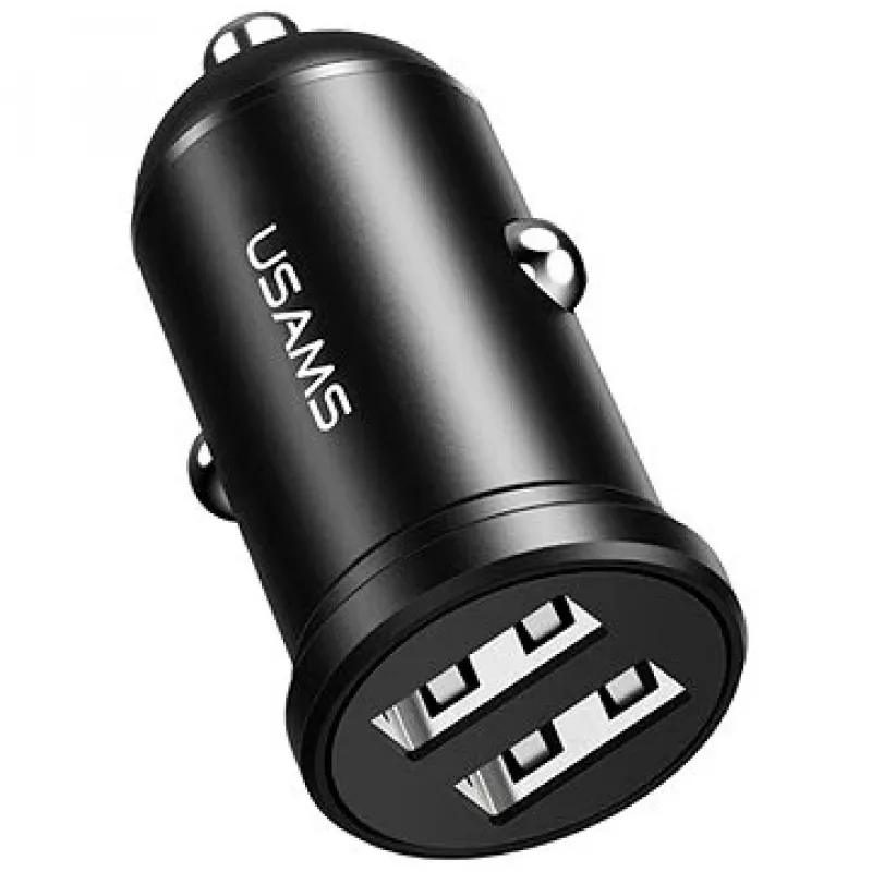 Cargador de coche usams USA000867 — Doble USB 2×2,4A, Negro