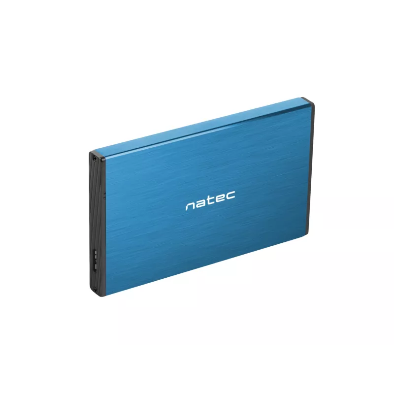 Caja externa HDD/SSD NATEC Rhino GO 2,5 pulgadas — USB 3.0, SATA III, hasta 4 TB, 9,5 mm, aluminio, azul