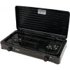 Mpm Kn-02/1kb cocina de gas portátil camping 2 quemadores parrilla esmaltada tapa protectora estándar G30-37 Mbar negro